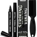Striking Viking 2 Pack Beard Pencil Filler for Men with 4 Tips (Jet Black) - Fill, Shape & Define with this Long-Lasting, Waterproof Beard Pen Kit not Including Brush