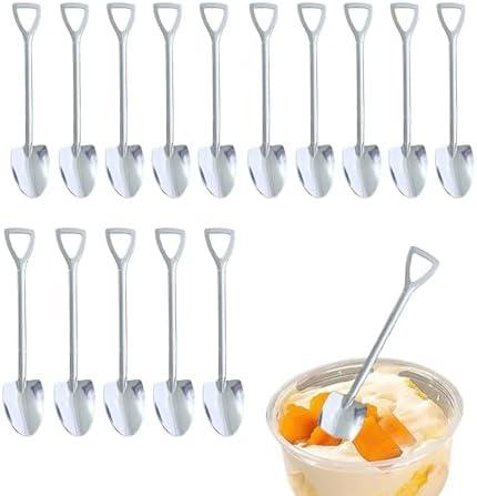 KINGSUPER 15 PCS Mini Shovel Spoons for Desserts 6 inch Stainless Steel Ice Cream Spoons Small spoons