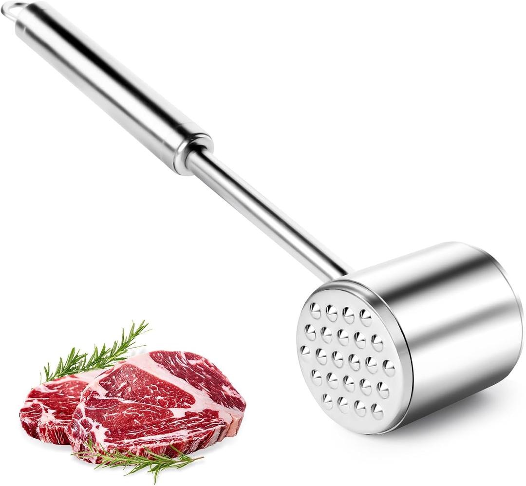 Meat Beater, Heavy Duty 304 Stainless Steel Meat Tenderizer Hammer, Dishwasher Safe, Kitchen Mallet for Steak, Chicken, Fish, Pork, Beef
