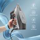 IRONDAY Steam Iron for Clothes with LCD Screen, 1700W Iron Non-Stick Ceramic Soleplate, Auto Shutoff, Self-Cleaning, Anti-Drip, Steam Burst, Spray Mist 10.14oz Water Tank Ironing Clothes for Home,Grey