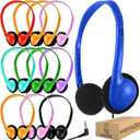 Kids Headphones Bulk 12 Pack for Classroom School Students, Wholesale Multi Color Wired Class Set Headphones for Children Toddler Boys Girls Teen and Adult (HY857, 12 Mixed)