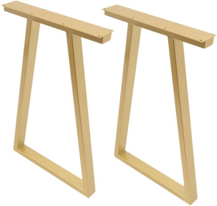 Metal Gold Table Legs 28''Inch 2Pc Trapezoid Metal Table Legs Dining Table Legs Desk Legs Bench Legs for Homes Offices Hotels Bars Without Boards, 45*8*71cm/ 17.7*3.15*28 in