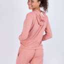Real Essentials 2 Pack: Women's Soft Long Sleeve Sleep Set - Comfortable Lounge Pull Over Hoodie and Henley Jogger, L