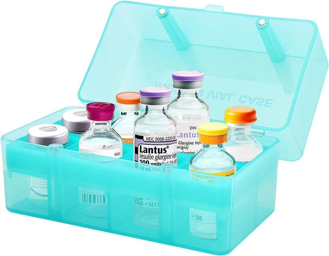 Insulin Vial Storage Box Holder for Fridge, 8 Slots Diabetic Insulin Vial Case Organizer Protector for Travel Fits 5ML-15ML Insulin Injection Vials (Green)