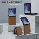 ASAPDOS Genuine Leather Folio Magnetic Case for Samsung Galaxy Z Flip 7 [Compatible with MagSafe],Built-in Screen Protector and Thin Slim Protective Case Cover Brown