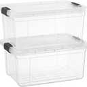 Superio Clear Storage Boxes with Lids, 2 Quart Plastic Container Bins for Organizing, Stackable Crates, BPA Free, Non Toxic, Odor Free, Organizers for Home, Office, School, and Dorm