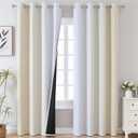 Estelar Textiler Beige and Greyish White Ombre Blackout Curtains 90 Inch Length 2 Panels Set, Thermal Insulated Drapes for Bedroom,Full Room Darkening Grommet Gradient Curtains for Living Room,52Wx90L