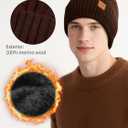 AlisOker Beanie Hat for Men Women, Unisex Warm Winter Knit Cap Soft Fleece Lined Hat (Coffee)