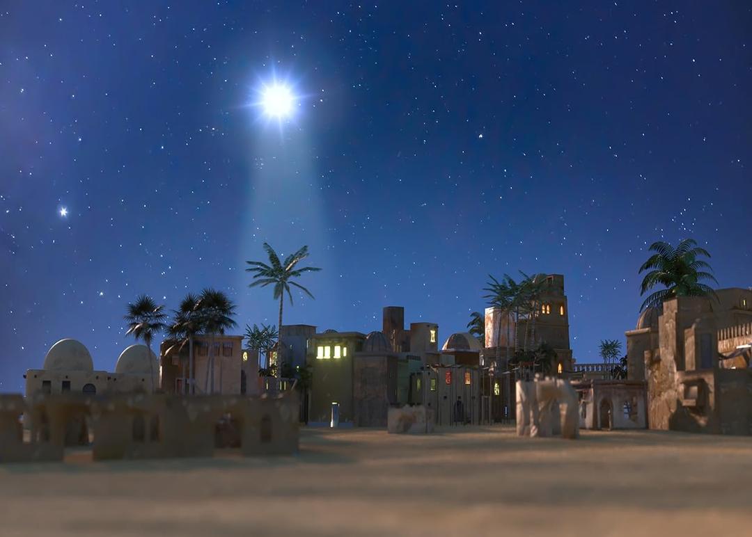 LYCGS 10X8ft Nativity Backdrop Birth of Jesus Sign Backdrop Christmas Photography Background Christmas Star Night Star of Bethlehem Over Desert Birth of Jesus Background X-310