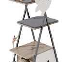 HavenlyYouth Modern Cat Tree for Indoor Cats, Tall Cat Tower with Condo, Multi-Level Cat Tree with Cave, Scratching Board,Removable Pads for Cats, X Style, Light Gray