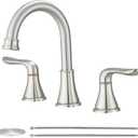 GENBONS Widespread Bathroom Faucets 3 Hole Brushed Nickel 8 Inch Faucet for Bathroom Sink Vanity RV Farmhouse Double Handles 3 Piece Faucets with Pop Up Drain
