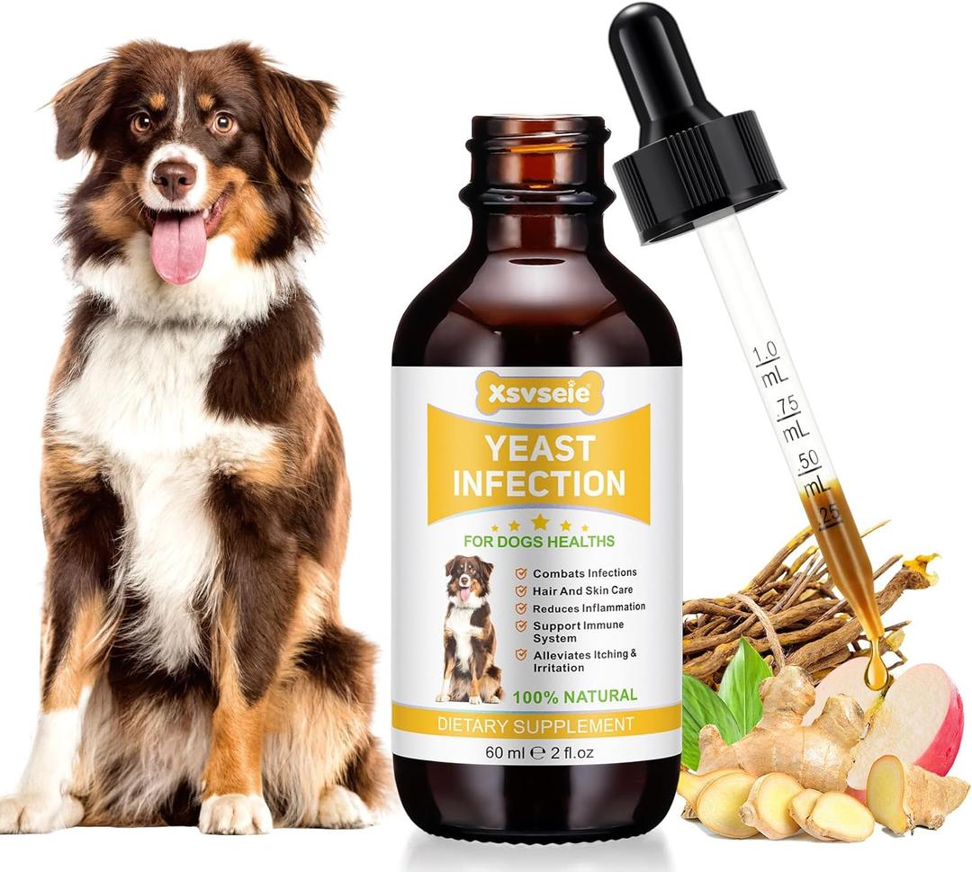 2 x Yeast Infection Treatment for Dogs, Xsvseie Dog Ear Infection Treatment Natural Yeast Treatment Drops for Dogs,Dog Herbal Supplement Soothing Irritation & Itching Discomfort for All Breeds & Size