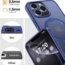 360 Rotatable Magnetic Stand for iPhone 16 pro max Case Compatible with Magnetic 16FT Military Drop Protection, Anti-Scratch/Fingerprint Shockproof iPhone 16 pro max Phone Case(Matte-Blue)