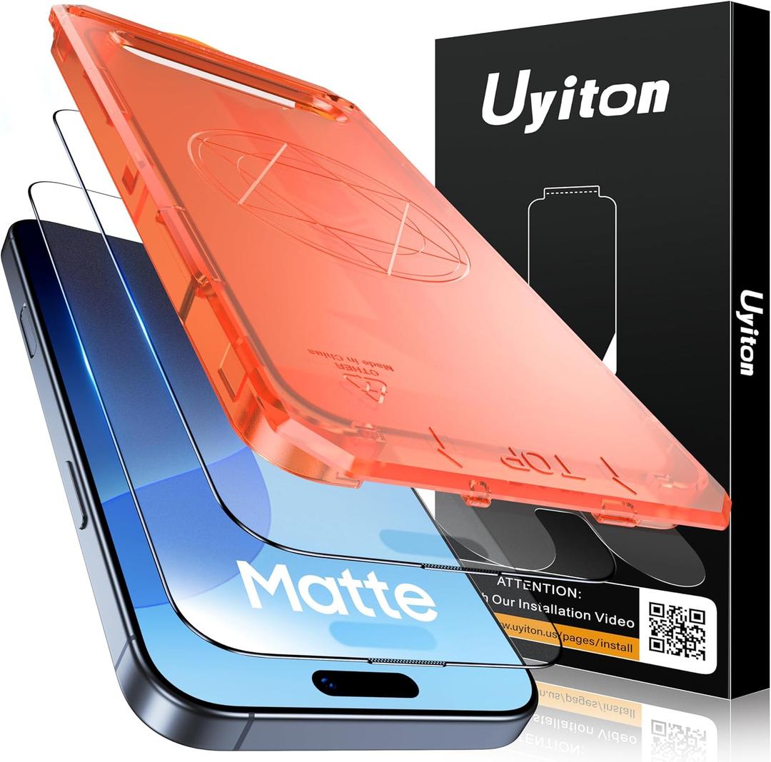 Uyiton Compatible with iPhone 16 Pro Max Matte Screen Protector - Anti-Fingerprint Shatterproof Full Coverage Case Friendly Smooth as Silk 9H Tempered Glass Screen Cover, 2 Pack