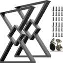 Metal Table Legs - 28x24 inch, Diamond-Shape Black, Heavy Duty for Dining/Desk/Office/Computer - Set of 2