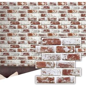 Commomy 10 Pcs 3D Peel and Stick Brick Backsplash -11.8"X11.8" Small Size Thin PVC Faux Brick Wall Panels Farmhouse DIY Brick Wall Paneling for Fireplace, Bedroom, Living Room, Kitchen, RV