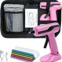 Cordless Hot Glue Gun Kit with 30pcs Mini Glue Sticks, USB Rechargeable Mini Glue Gun with Carrying Case, Stand-Up Base, Smart Power-Off Hot Melt Glue Gun for Crafting, Pink