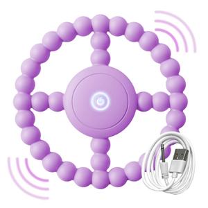 Vibrating Sensory Chew Toy  Baby Teether for 6-12 8-18 Months, Autism Sensory Toys for Kids, Toddler Travel Essential & 1-2 Year Old Christmas Boys Girls Gift Idea (Purple)