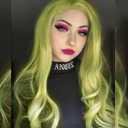 Superior Yellow Green Lace Front Wigs for Women Long Wavy Hair Tender Matcha Green Synthetic Lace Front Wigs Drag Queen Spring Wig Realistic Glueless Heat Resistant Fiber Hair Cosplay 24Inch