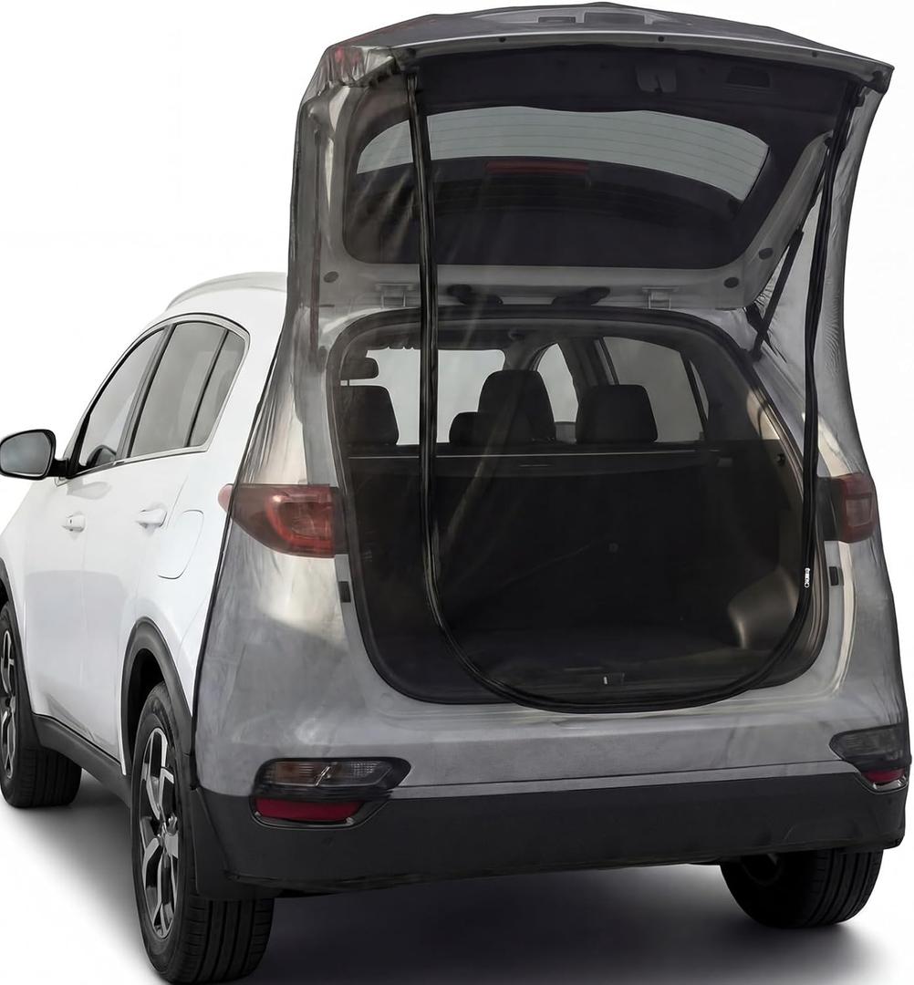 Yahenda SUV Tailgate Mesh Screen for Camping, Car Tailgate Tent Shade, Breathable Bug Screen with Magnetic Design, UV Protection Privacy Cover, Car Camping Accessories (X-Large, Full Wrap, Black)