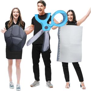 Liitrsh 3 Pcs Rock Paper Scissors Costume Adult Family Halloween Costumes for 3 People Funny Group Costumes Outfits for Adult Halloween Cosplay Costume