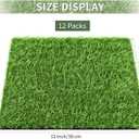 Aodaer 48 Pack Artificial Grass Mat 12 x 12 Inch Fake Grass Square Mat Synthetic Turf Patch Tiles with Drainage Hole for DIY Decoration Balcony Patio Chicken Nesting, Spring Green