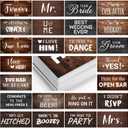 24 Designs Rustic Wedding Photo Booth Props Double Sided 11x5.5 Inch Photo Booth Props Vintage Country Marriage Parties Decoration DIY Water Proof Selfie Signs PVC Printing for Bridal Party Supplies (Wood)