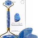 ROSELYNBOUTIQUE Gua Sha Facial Tools & Face Roller Original Face Massager for Puffiness Wrinkless Skin Care Routine - Self Care Gift for Men Women (Blue Aventurine)