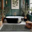 Dark Green 2x5 Runner Rug Non Slip Washable for Bathroom, Kitchen, Floral Boho Low Pile Entryway Rug, Door Mat Indoor Entrance, Small Carpet Runner for Laundry Room