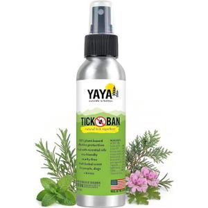 Yaya Organics All Natural Extra Strength Tick Repellent DEET Free - 4 Ounce Spray Bottle