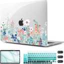 CISSOOK Compatible with MacBook Air 13 inch Case 2021 2020 2019 2018 Release A2337 M1 A2179 A1932 Model, Wild Floral Hard Shell Case for MacBook Air 13 Inch with Touch ID 2021-2018, Wild Green Flower