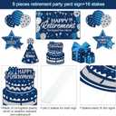Yulejo 8 Pieces Retirement Yard Sign Decorations Happy Retirement Yard Signs Retirement lawn Sign with Stakes for Outdoor Retirement Party Supplies 16inch (Blue and Silver)