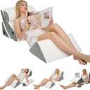 4PCS Orthopedic Wedge Pillow Set for Sleeping, Adjustable Bed Support for Back, Knee, Leg & Lumbar Pain Relief, Acid Reflux, Anti-Snoring & GERD (White)
