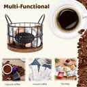 Coffee Pods Holder for Countertop, K Cup Holder Organizer, Sturdy Kcup Storage Basket with Wooden Base, Pods Container for Kitchen Bar Counter Office Desktop (Black)