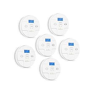 6 Packs,2 in 1 Technology, Smoke,Carbon Monoxide Detector, Co Alarm,85db Alert,LCD Readout,3 Color LED Indication,Green Light Blinking at Work, with 3 AA Batteries,Easy Install,for Home and Kitchen