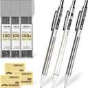 deli 0.5mm Metal Mechanical Pencil Set, 3 PCS Mechanical Pencils with 3 Tubes 2B Lead Refills and 3 Erasers, Writing & Drawing Pencil Kit for Back to School Stationery Supplies(Random Color)