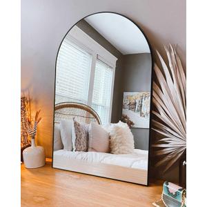 Wall Mounted Mirror, Bathroom Mirror for Wall, Arch Mirror for Bathroom, Mirror for Bathroom Wall Mounted, Black Vanity Mirror with Metal Frame for Bedroom Living Room Entryway(26" x 38") (26"L x 38"W)