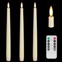 Flameless Taper Candles with 3D Wick, 11.4" Real Wax LED Candles with Remote and Timer, 3 Pack Flickering Candlesticks Battery Operated (Ivory), Controller Included
