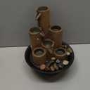 Alpine Corporation WCT202 Indoor Tabletop Tiered Water Fountain Featuring 3 Candles for Desktop and Table, 11", Brown