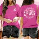 PECHAR in October We Wear Pink Breast Cancer Shirt for Women: Breast Cancer Awareness T-Shirts Pink Ribbons Blouse (Pink, M)