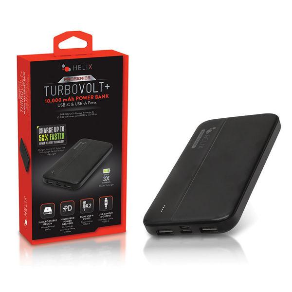 HELIX TurboVolt+ 10,000 mAh Power Bank USB-C & USB-A Ports