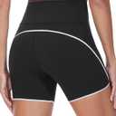 THE GYM PEOPLE Women's Workout Shorts High Rise Running Yoga Lounge Shorts | Soft stretchy, High rise wide waistband, Split sides, Sweat wicking, For running, training and daily wear (Black, S)