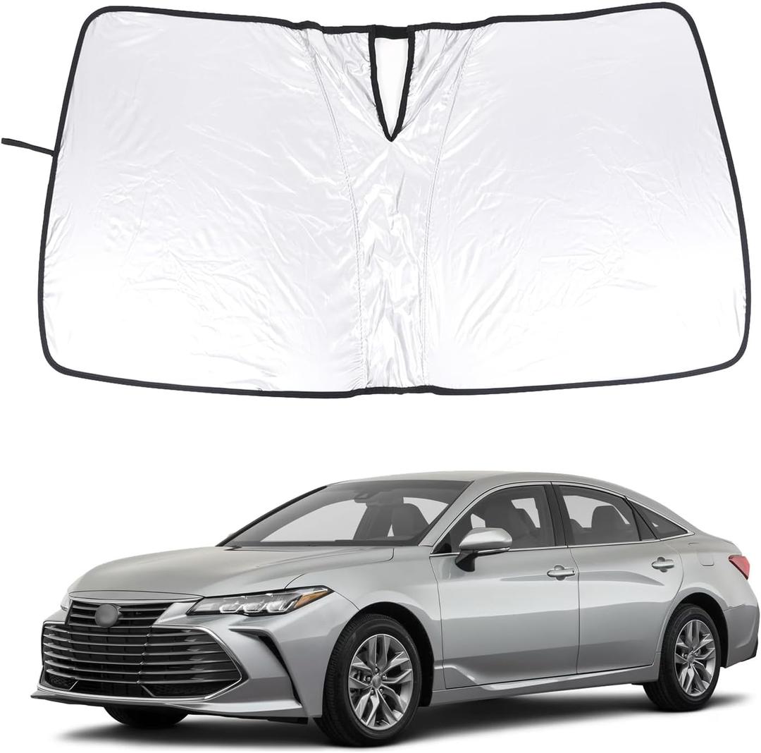 Windshield Sun Shade for Toyota Avalon 2019-2024, Front Windshield Sunshade, Sun Visor Blocker, UV Protector, Heat Shield Keep Your Vehicle Cool, Lightweight & Portable (White)