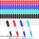 100 Pcs Mini Dry Erase Markers 4 Color Set - Mini Whiteboard Markers with Clip Caps, Low Odor Fine Tip Pens for Nurse Badge, Office, Home Supplies (Red/Green/Blue/Black)