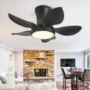 Ceiling Fans with Lights, Low Profile Ceiling Fan Light and Remote/APP Control, 6 Speeds Adjust, LED Dimmable 3 Color Changing, Modern Flush Mount Fandelier Ceiling Fan for Bedroom
