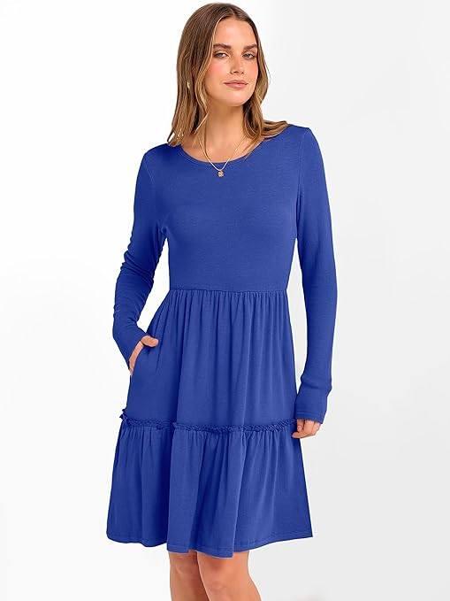 Anrabess Long-Sleeved Dress,  Blue Medium 