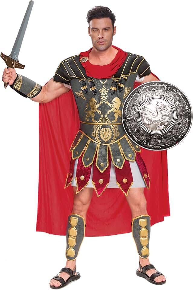 Spooktacular Creations Brave Men’s Roman Gladiator Costume Set for Halloween Audacious Dress Up Party, L
