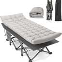 Suteck Camping Cot, 32In XXL Folding Camping Cot Heavy Duty Sleeping Bed for Adults 1200D Double Layer Oxford Cots for Camping W/Pilllow Mattress Carry Bag for Home Office Nap Beach Travel, 500LBS