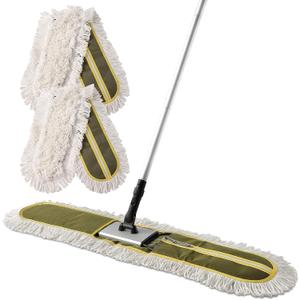 CLEANHOME 36" Commercial Dust Mops for Floor Cleaning Heavy Duty Floor Duster Mop with Long Handle Hotel Gym Household Cleaning Supplies for Hardwood, Tiles, Marble Floors (Green)