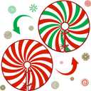 Mini falda de rbol de caramelo de Navidad de 15 pulgadas, tapete reversible de impresin de doble cara para suministros de fiesta de Navidad en interiores y exteriores
